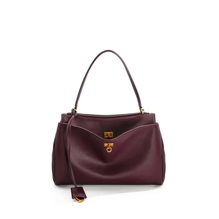 Sac fourre-tout en cuir véritable avec fermeture à boucle