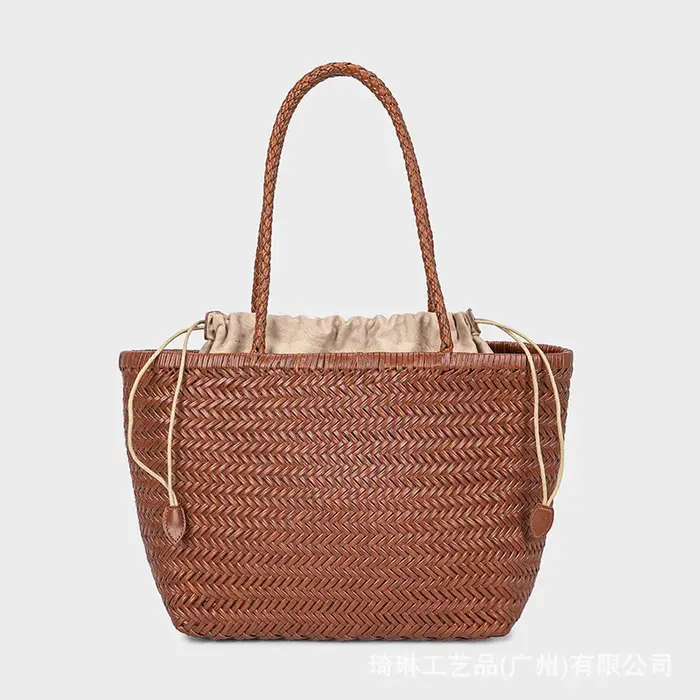 Sacs à main en cuir de mode pour femmes, tissage de cuir, sac de Shopping décontracté, panier Vintag