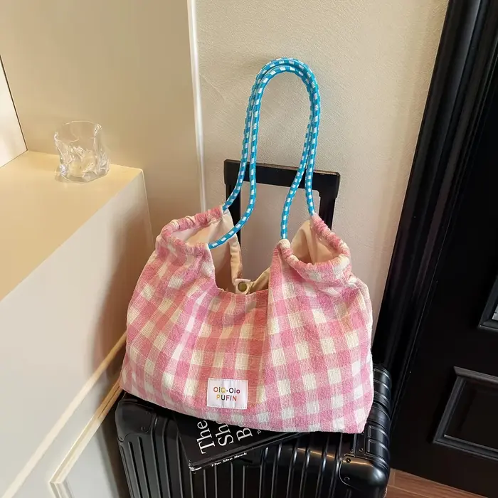 Nouveau sac fourre-tout à bandoulière à carreaux