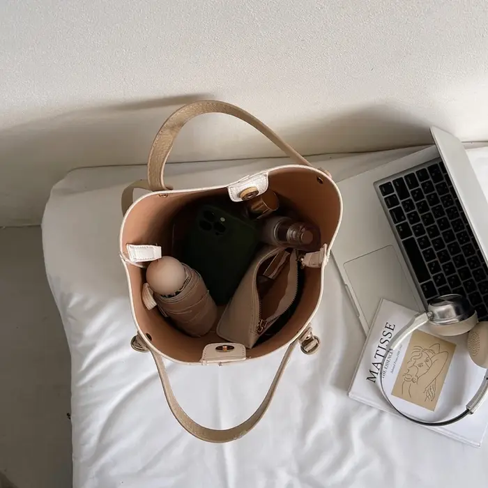 Sac seau noir femmes Niche Style occidental Texture sac à bandoulière en cuir souple grande capacité bolsa feminina mode 2 ensemble fourre-tout
