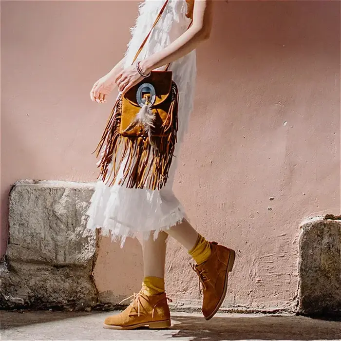 TEELYNN Boho Hippie gitane marron sac à franges pour femmes 2025 Vintage bandoulière bohème givré PU cuir gland