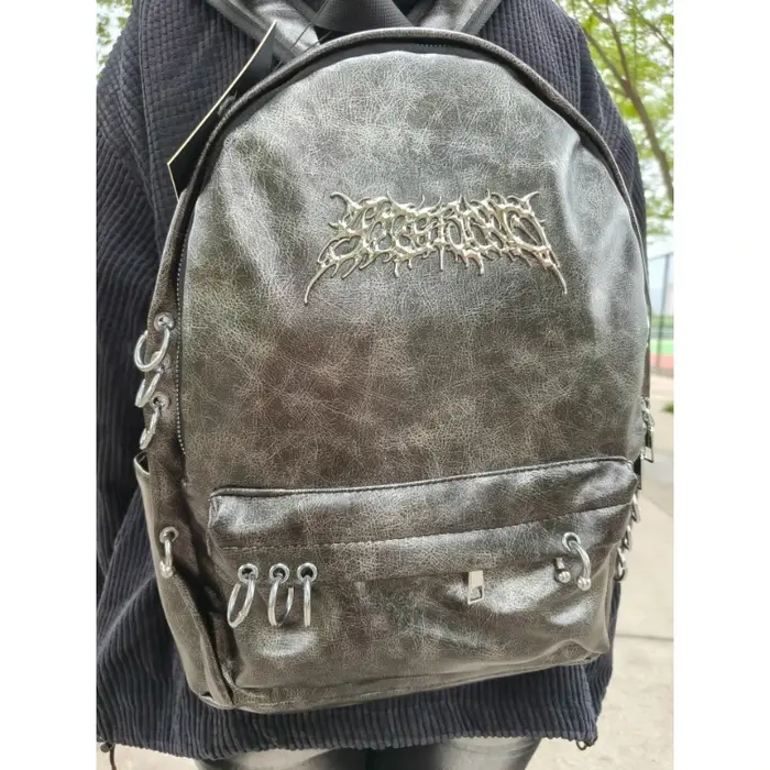 Sac à dos grande capacité clouté style punk sombre pour femme