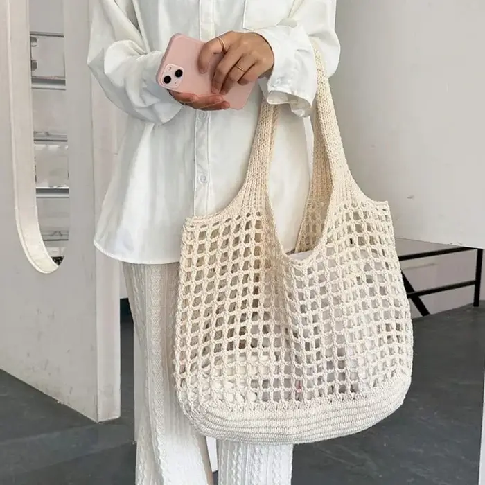 Sac à main en raphia pour femmes, fourre-tout de plage d'été, fourre-tout esthétiques, sac en paille