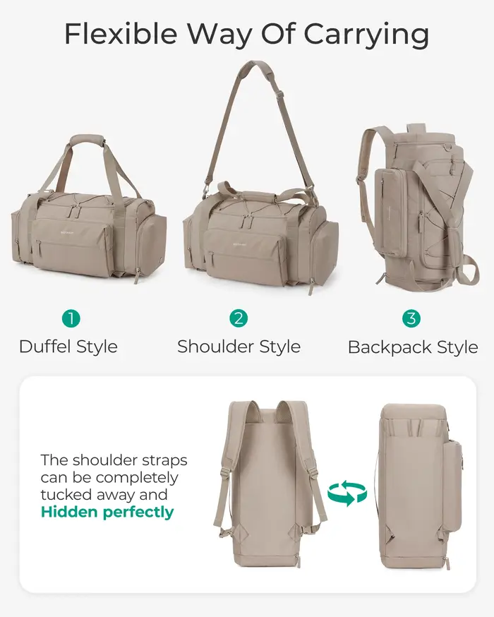 BAGSMART-Sac de sport léger avec compartiment à chaussures pour femme, sacs de sport étanches, bagage à main de voyage, rangement, 30L, 4 en 1