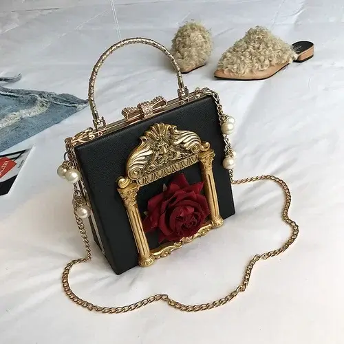 Sac à main gothique Vintage Lolita pour filles, sac à bandoulière simple de Style Baroque pour femme