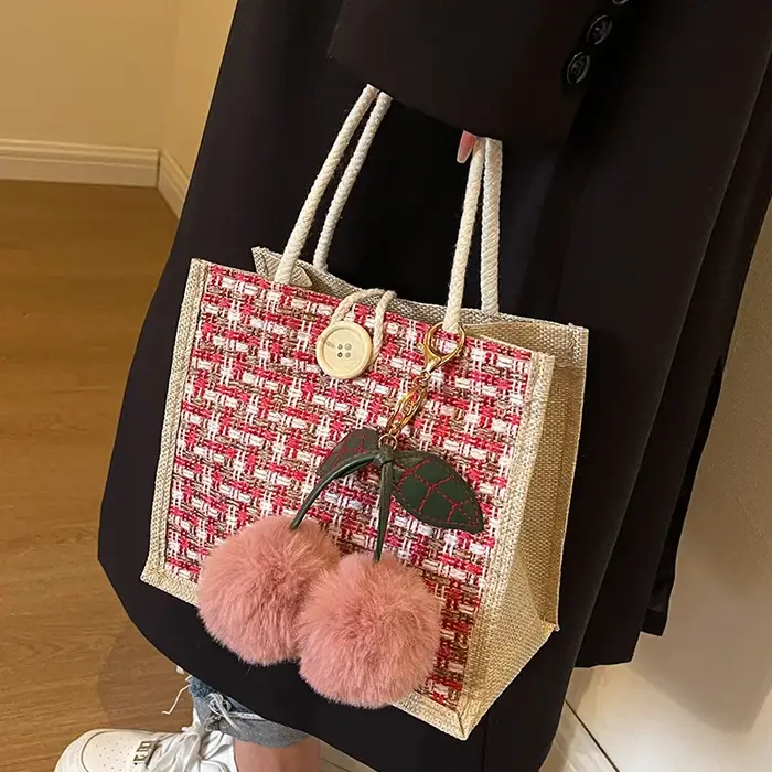 Sac à main en lin tissé pour dames