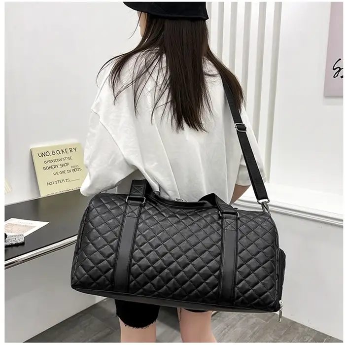 Sac à main en cuir PU pour femme, sac fourre-tout de sport, sacs de fitness, sac à bandoulière de voyage, chaussures de sport initiées, poche de week-end