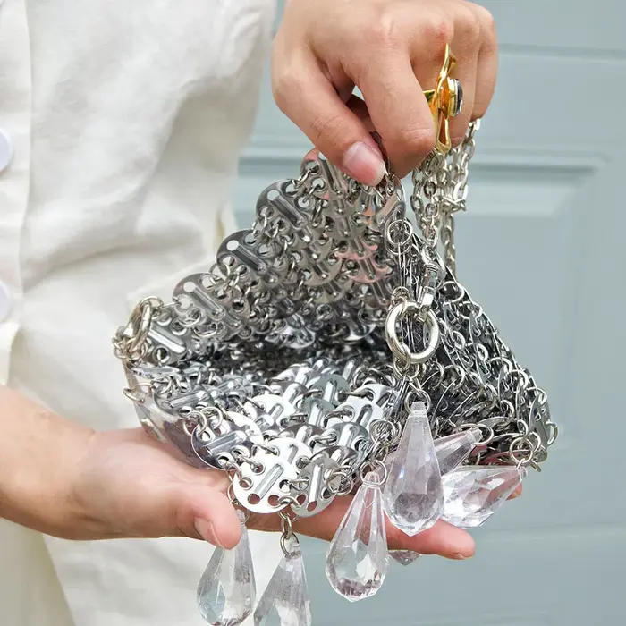 Sac bandoulière vintage en métal à sequins
