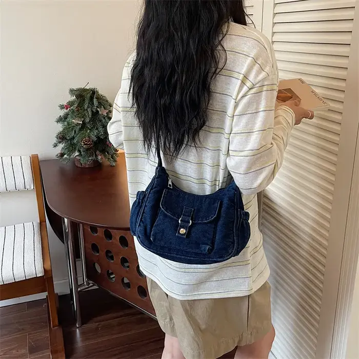 Sac fourre-tout en jean grande capacité pour femme