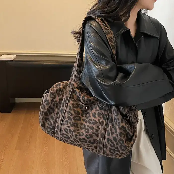 Sac fourre-tout grande capacité imprimé léopard pour femme