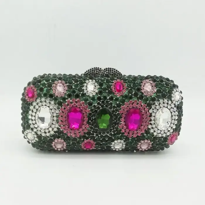 Boutique de FGG Pochette en strass bordeaux pour femme