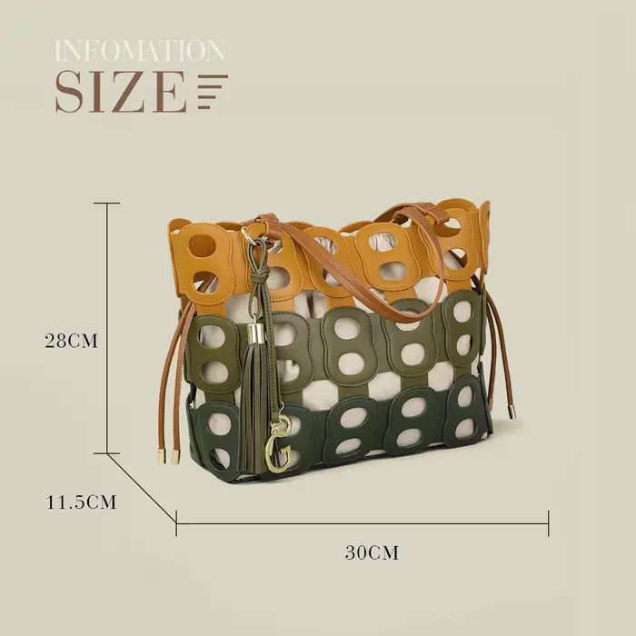 Sac bandoulière PG pour femme – Nouvelle collection de luxe, design épuré, motif ajouré, grande capa