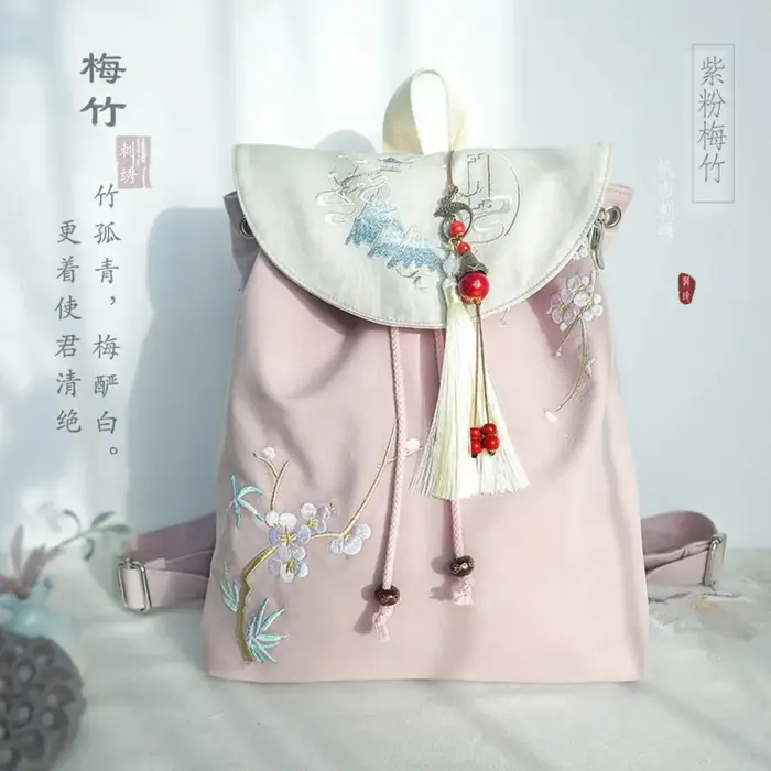 Sac à dos à cordon avec broderie florale