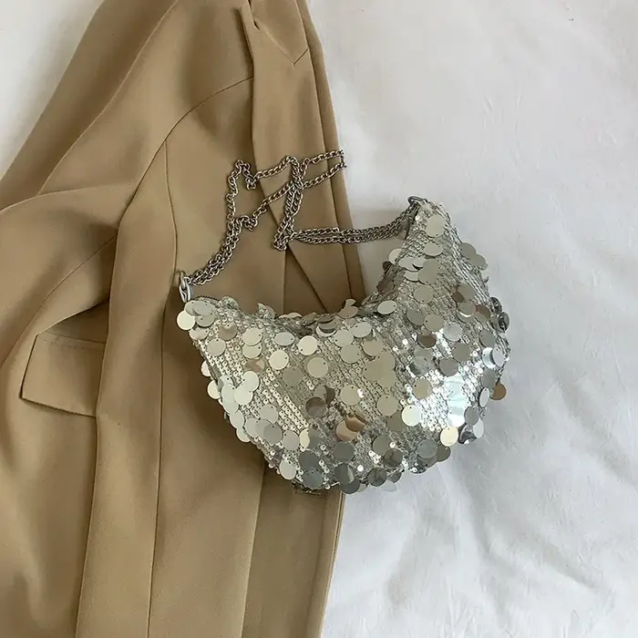 Sac à Main Demi-Lune Hobos à Paillettes pour Femme