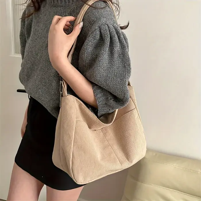 Sac à bandoulière en velours côtelé pour femmes