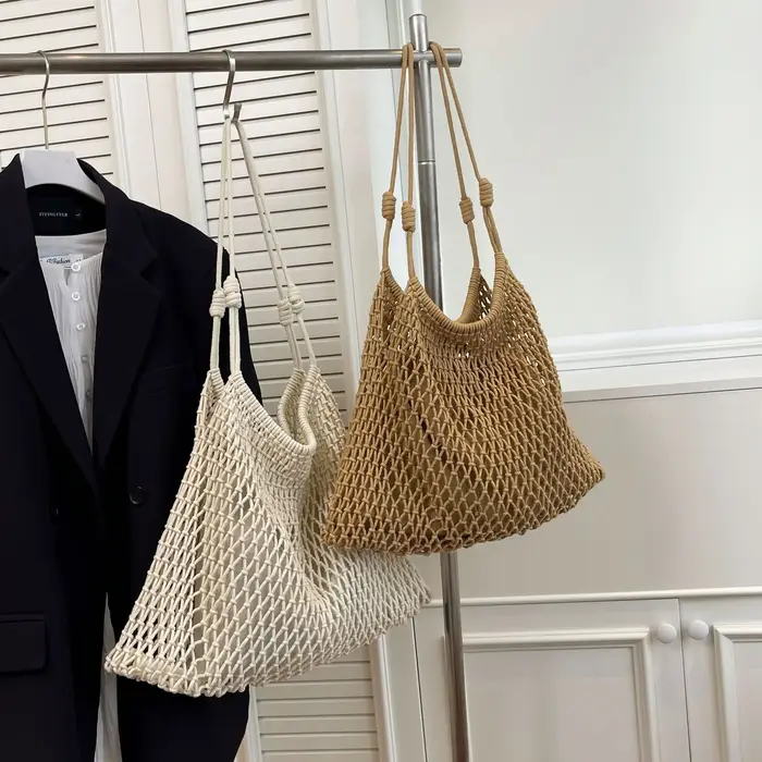 Sac fourre-tout vintage en crochet fait main grande capacité