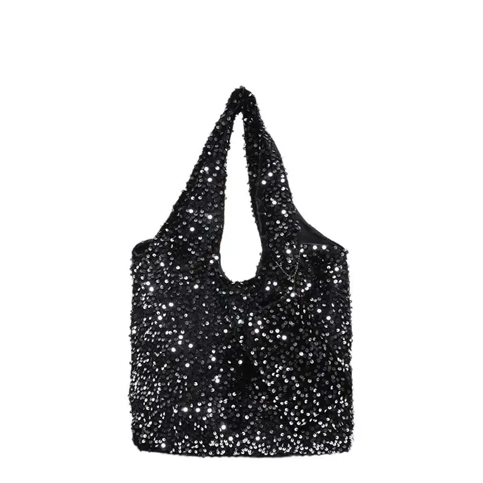 Sac fourre-tout pour femmes, sac Hobo à paillettes, sac sous les bras ample et tendance pour le trav