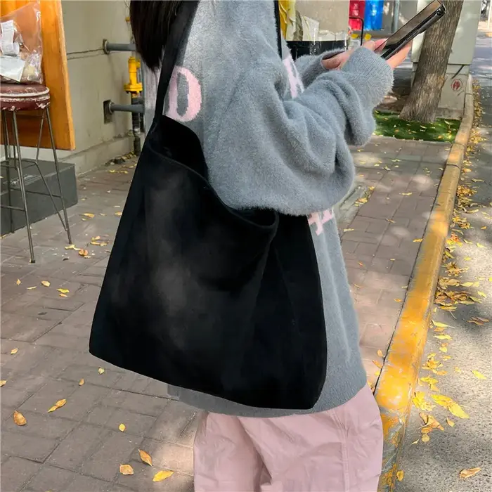 Sac fourre-tout en daim pour femmes automne hiver givré décontracté grande capacité sacs à bandoulière de transport