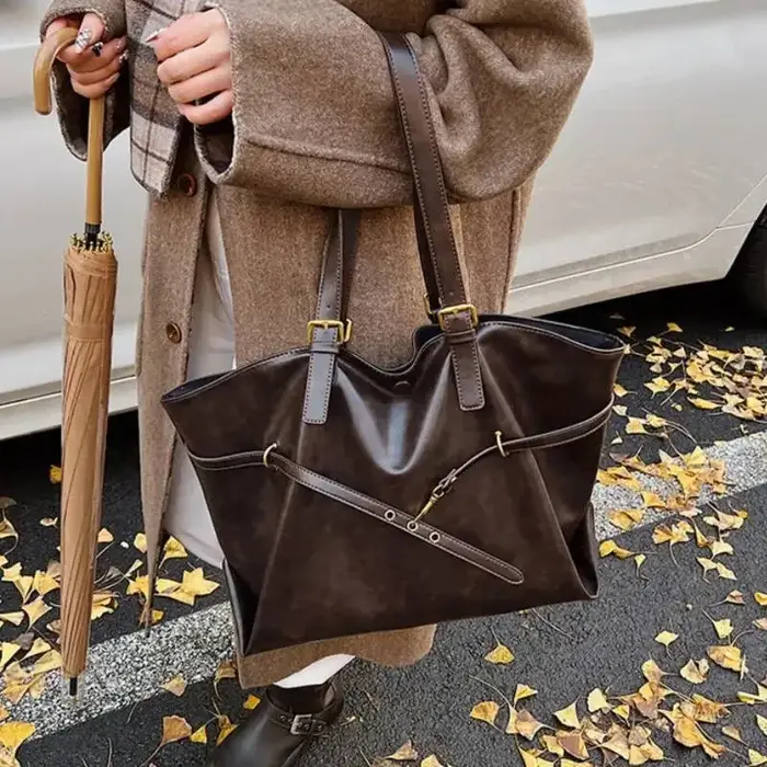 Sac fourre-tout Vintage marron de grande capacité