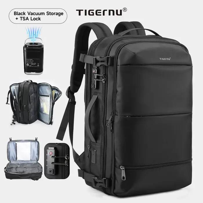 Tigernu sacs à dos à Compression sous vide hommes sac à dos de voyage extensible USB sac grande capacité 17