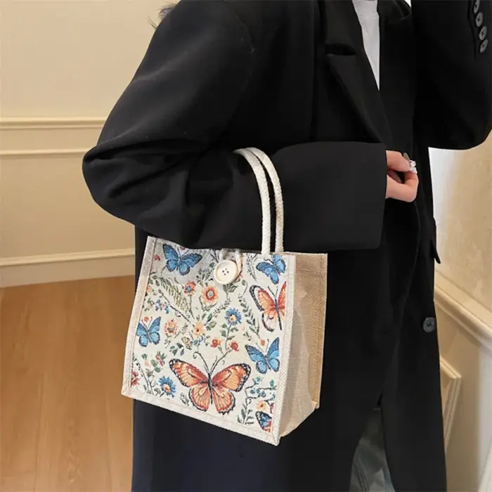 Sac en toile imprimé papillon