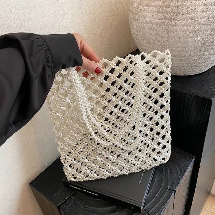 2025 nouveau sac de vacances d'été Boho plage évider sac à bandoulière pour les femmes à la main perles sac
