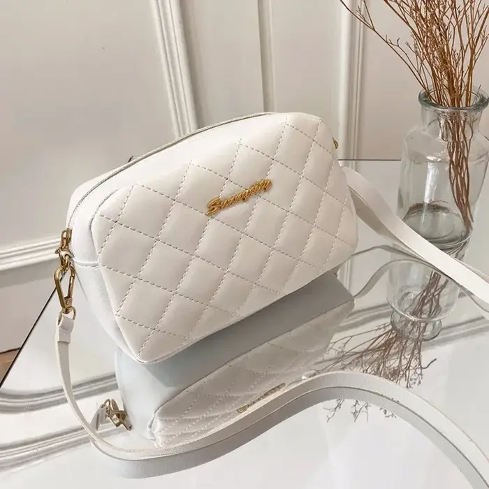 2025 gland femmes petit sac à bandoulière tendance diamant grille broderie appareil photo