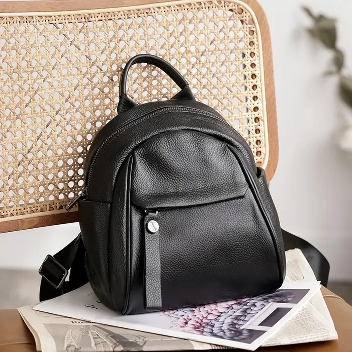 Sac à dos portable en cuir véritable pour adolescente, sac à dos en peau de vache souple, sac à dos