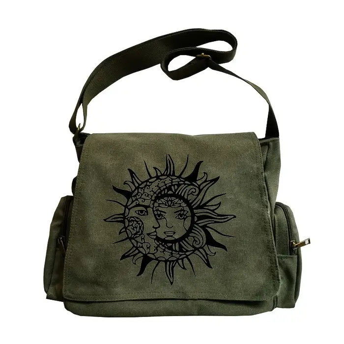 Sacs à bandoulière Vintage pour femmes, sac à Message imprimé soleil et lune, sac à bandoulière en t