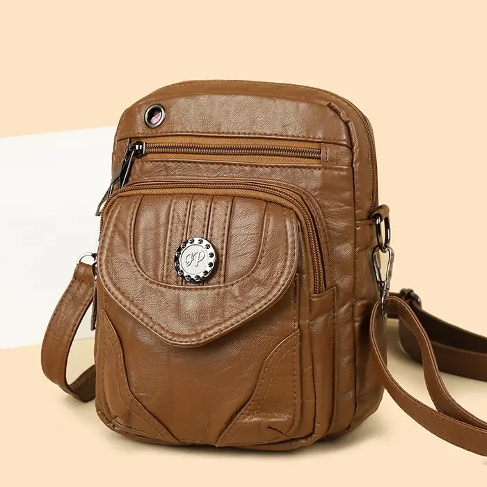 Petit sac à bandoulière en cuir Pu souple pour femmes