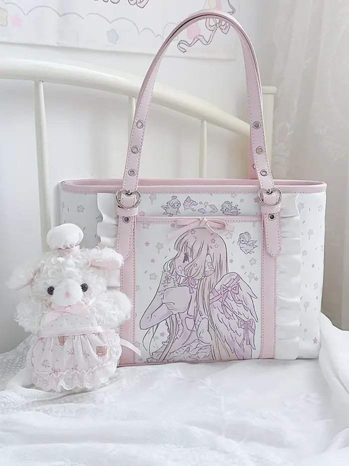 Sac fourre-tout rose en cuir PU pour femme