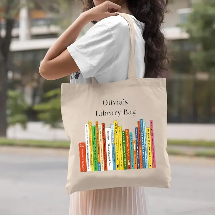 Sac fourre-tout en toile personnalisé pour bibliothèque