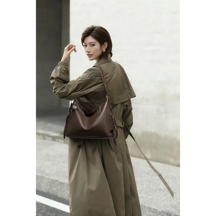 Sac à bandoulière FOXER pour femme en cuir PU souple, sac à main rétro 2026, sac hobo grande capacit