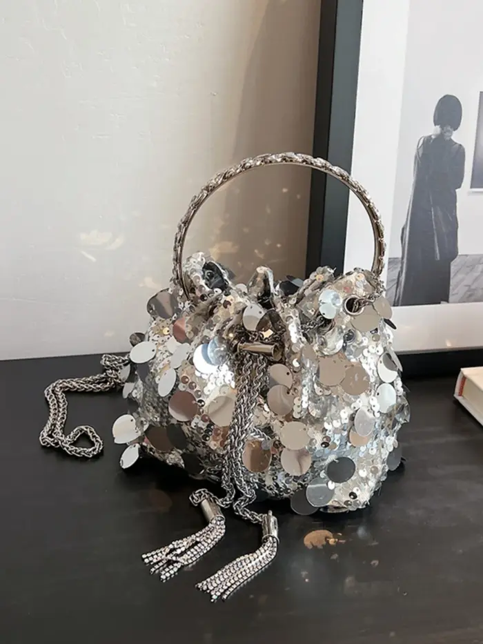 JOTassel-Sac à bandoulière à paillettes pour femme