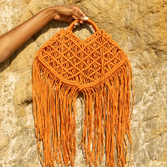 Sac fourre-tout bohème à franges en filet