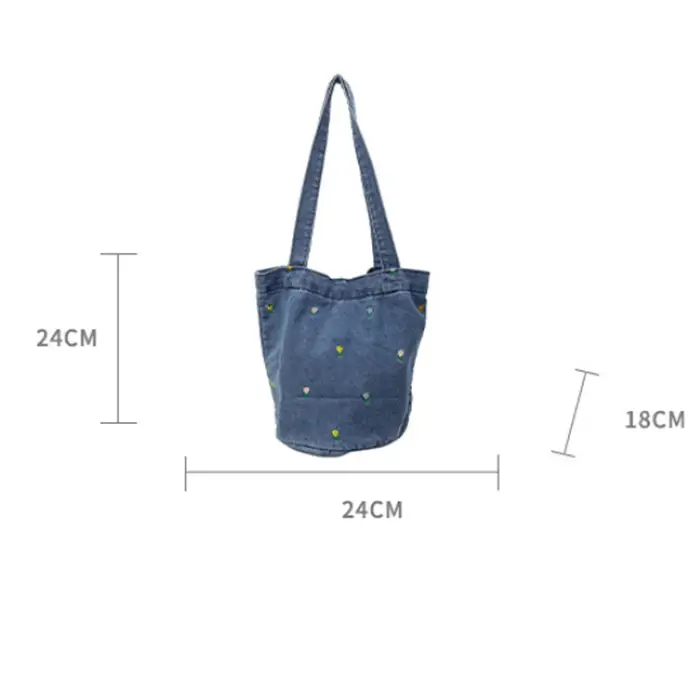 Sac fourre-tout en denim brodé pour dames