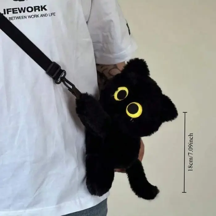 Sacs à dos chat noir, poupée chaton à grands yeux