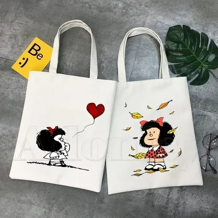 Mafalda – sac de shopping en toile pour femmes des années 90
