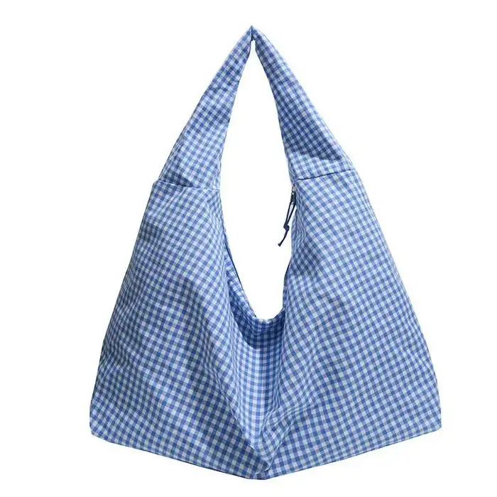 Sac fourre-tout en toile jaune à carreaux