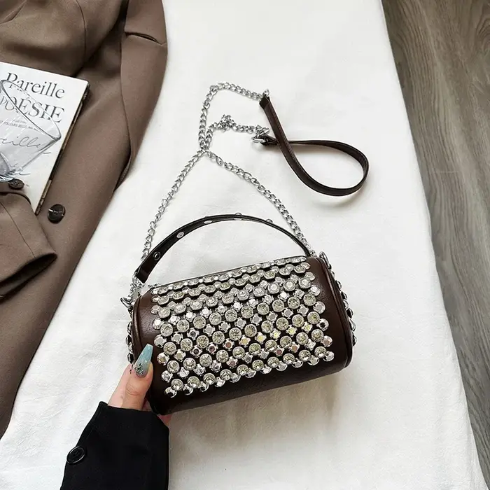 Sac rond noir pour femmes, pochette de soirée de luxe avec strass, or brillant cristal, sacs à main 