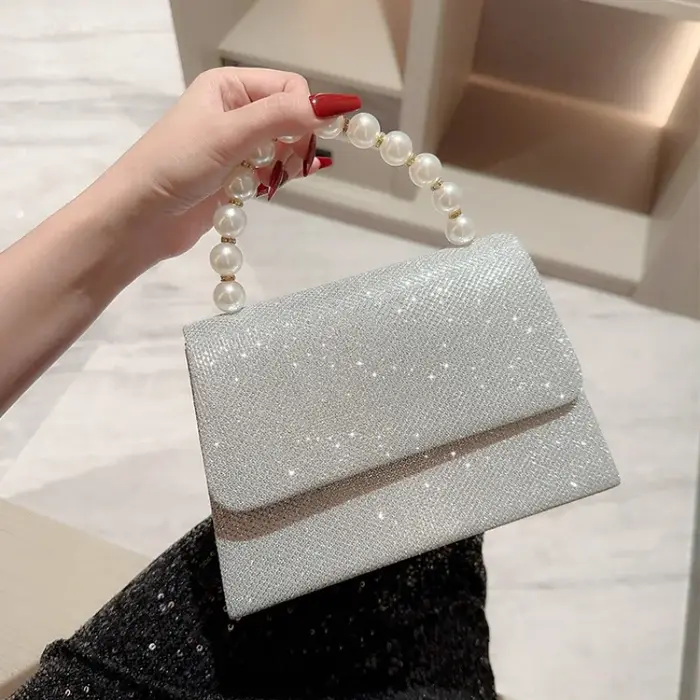 Perle chaîne sacs à bandoulière luxe sac à main or brillant soie sac de soirée femmes élégant mode Banquet pochette