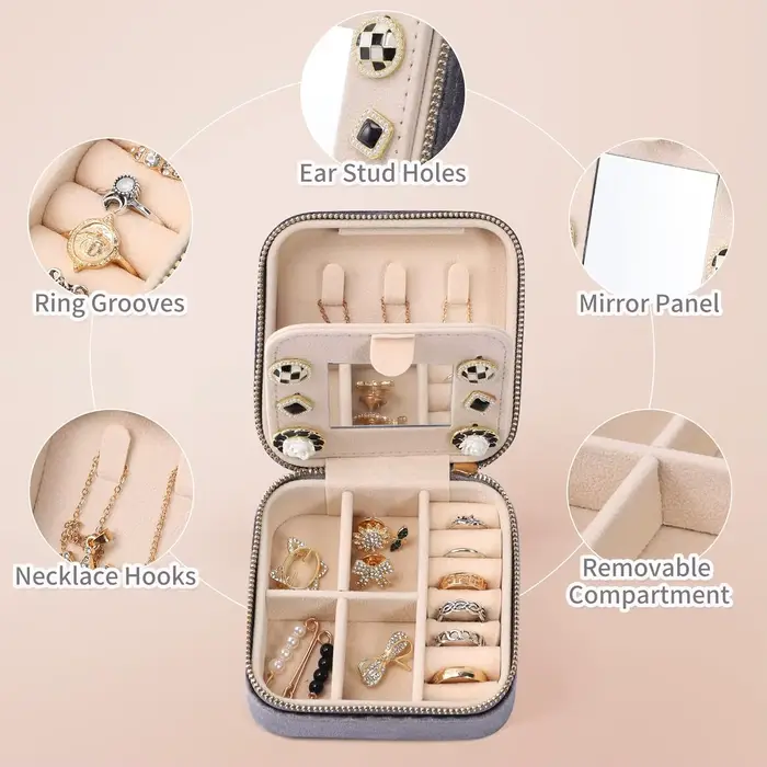 Boîte à bijoux de voyage en velours