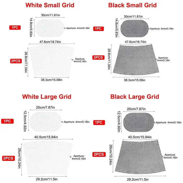 Accessoires pour sacs à main : Tissu maillé en plastique durable noir et blanc