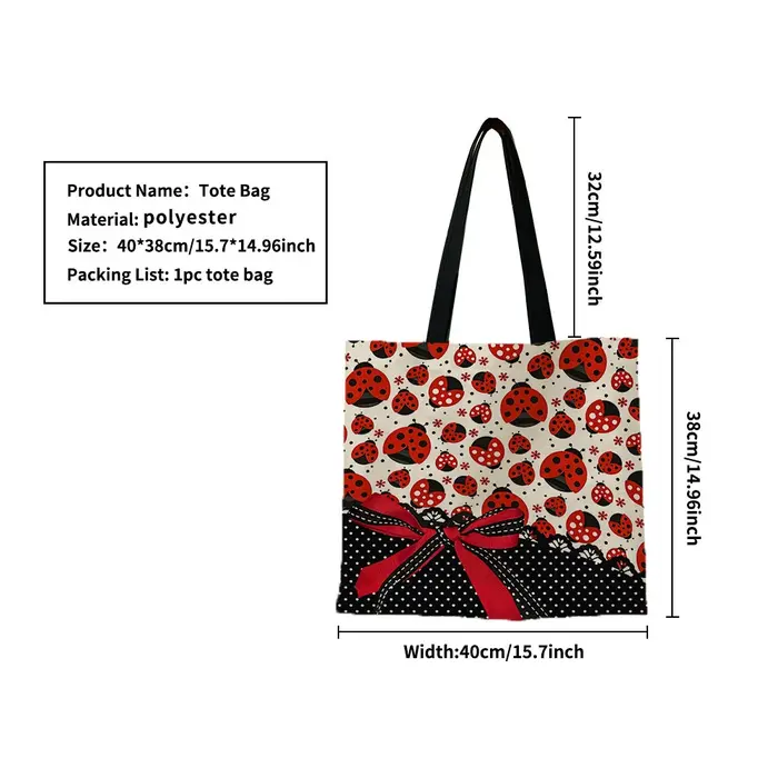 Sac fourre-tout en toile à pois coccinelle