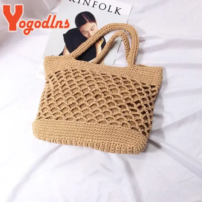 Sac à main de plage en crochet pour filles