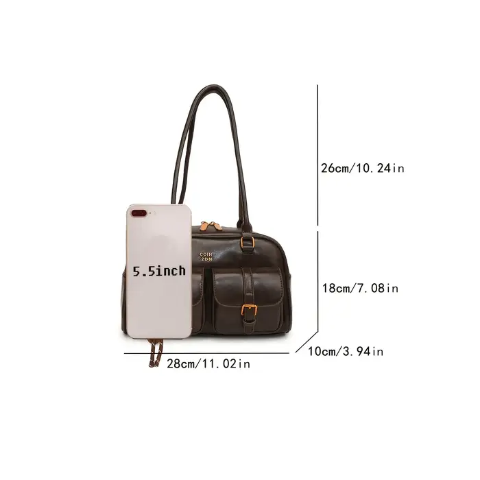 Sac à main multi-poches marron café pour femmes
