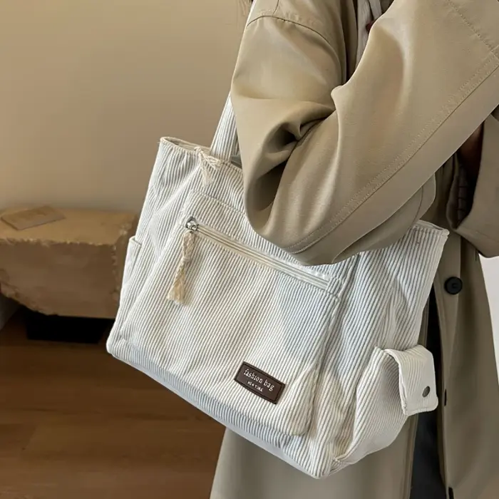 Sac fourre-tout Simple en velours côtelé
