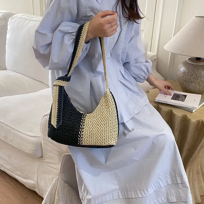 Sac à bandoulière tissé petit format pour femme