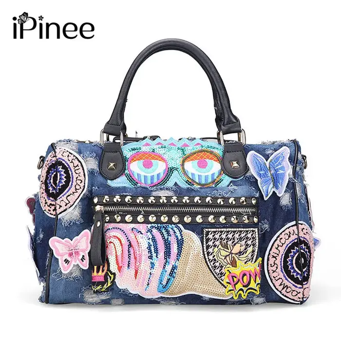 IPinee-Sac à main en denim pour femme