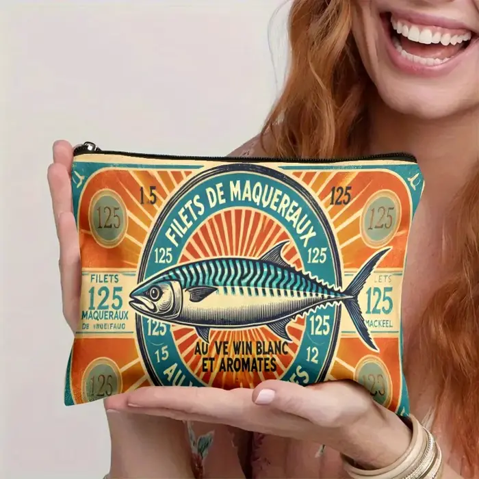 Pochette à fermeture éclair en étain pour sardine française